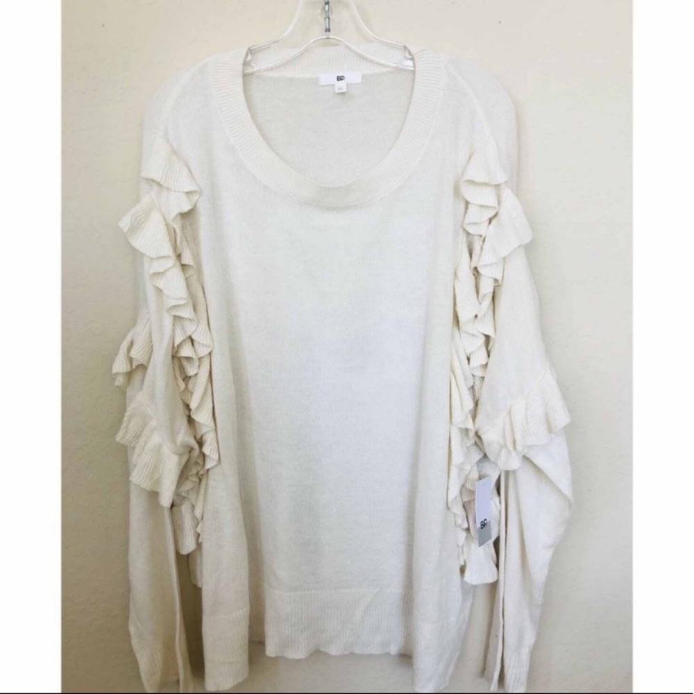 3 for $25 BP Ivory Ruffle Sweater - Picture 2 of 5